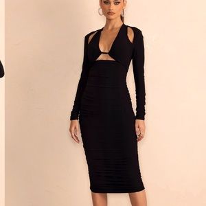 Cutout LBD midline ruched midi dress